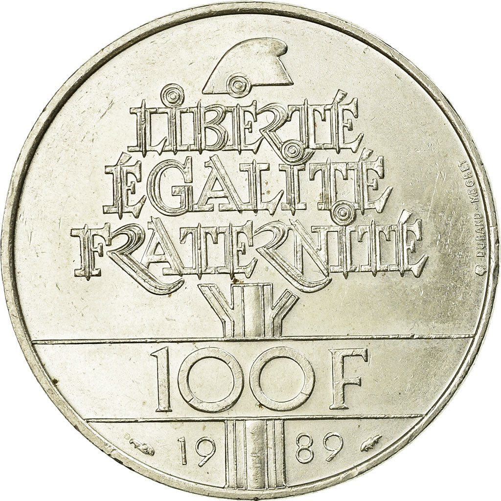 Coin, France, Droits de l'Homme, 100 Francs, 1989, AU(55-58), Silver, KM:970