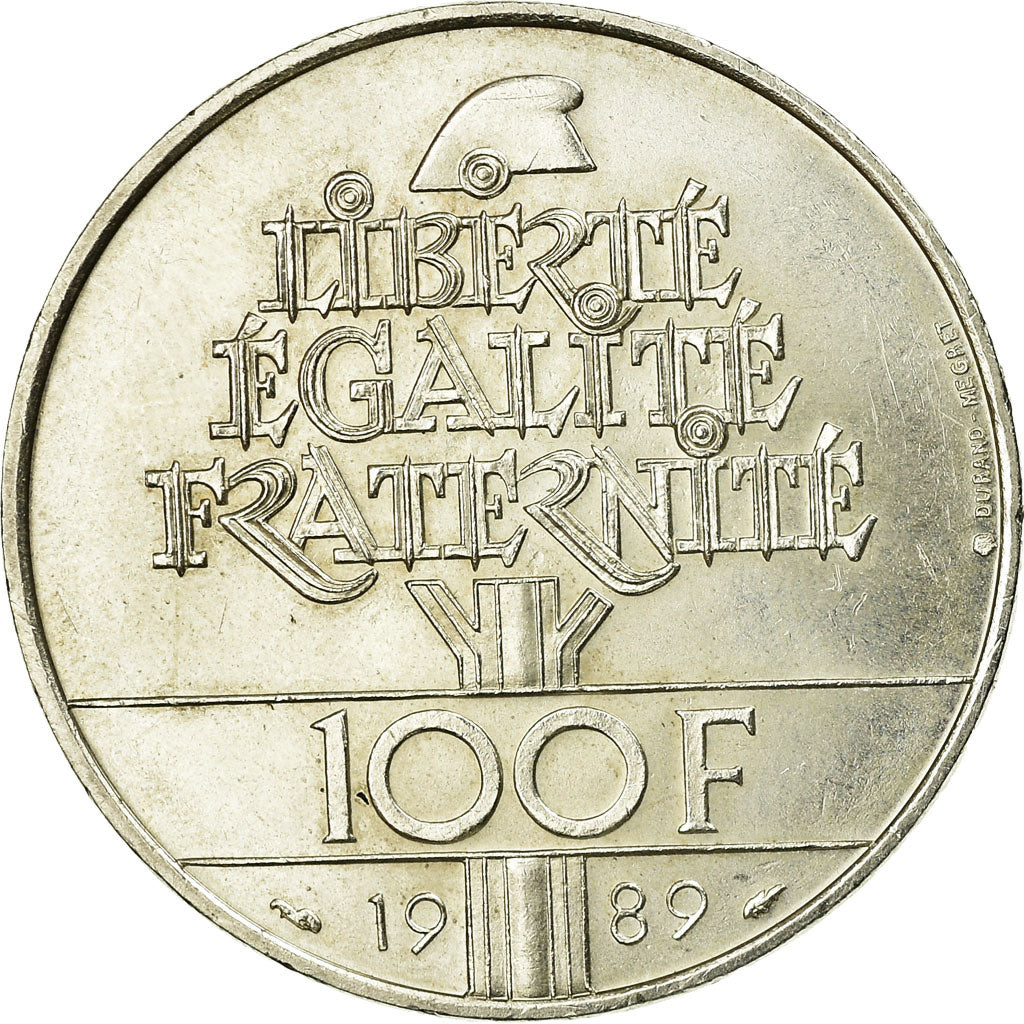 Coin, France, Droits de l'Homme, 100 Francs, 1989, AU(55-58), Silver, KM:970