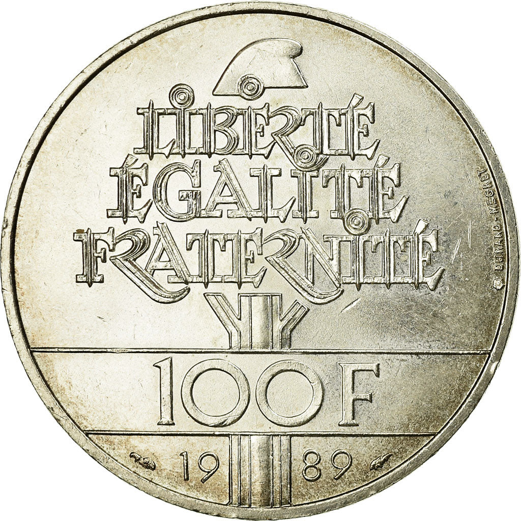 Munten, Frankrijk, Droits de l'Homme, 100 Francs, 1989, PR, Zilver, KM:970