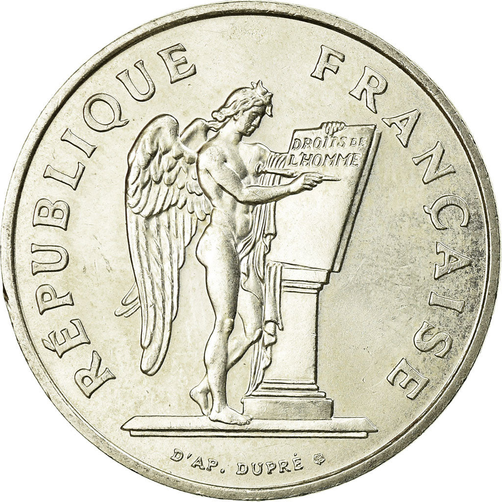 Munten, Frankrijk, Droits de l'Homme, 100 Francs, 1989, PR, Zilver, KM:970