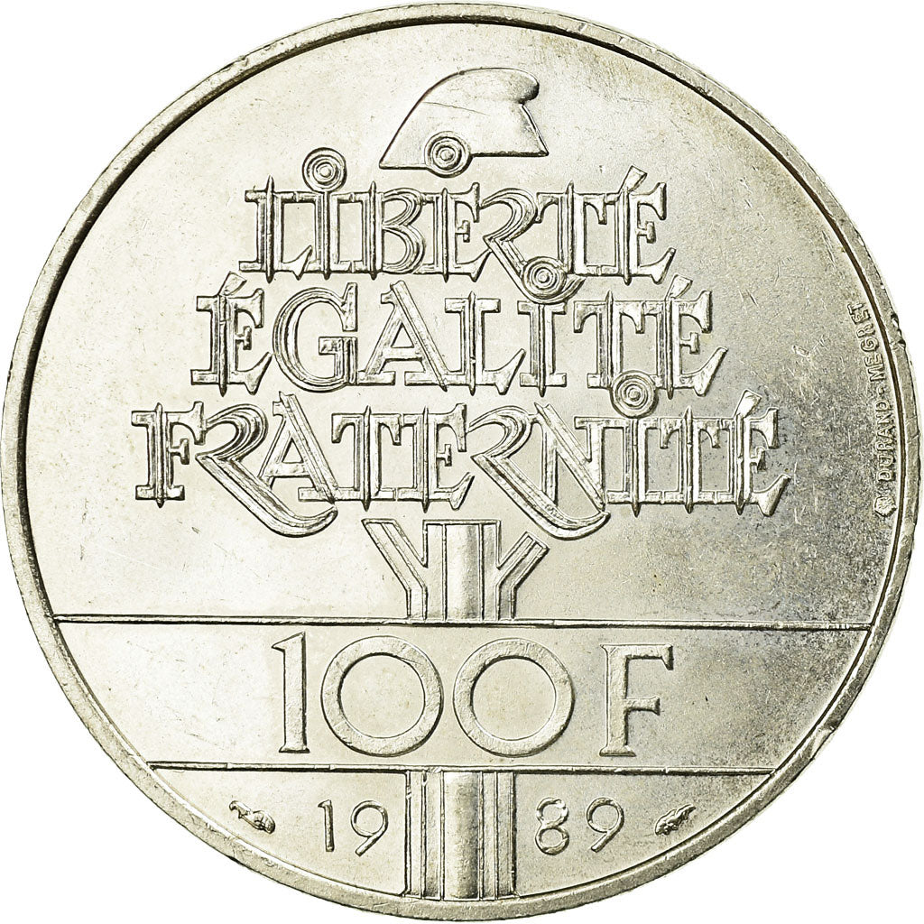 Munten, Frankrijk, Droits de l'Homme, 100 Francs, 1989, PR, Zilver, KM:970