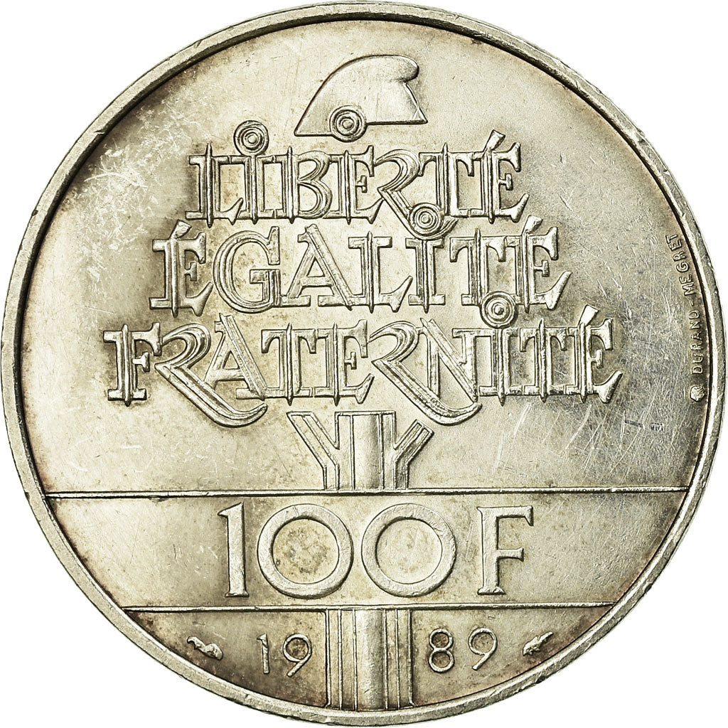 Munten, Frankrijk, Droits de l'Homme, 100 Francs, 1989, PR, Zilver, KM:970