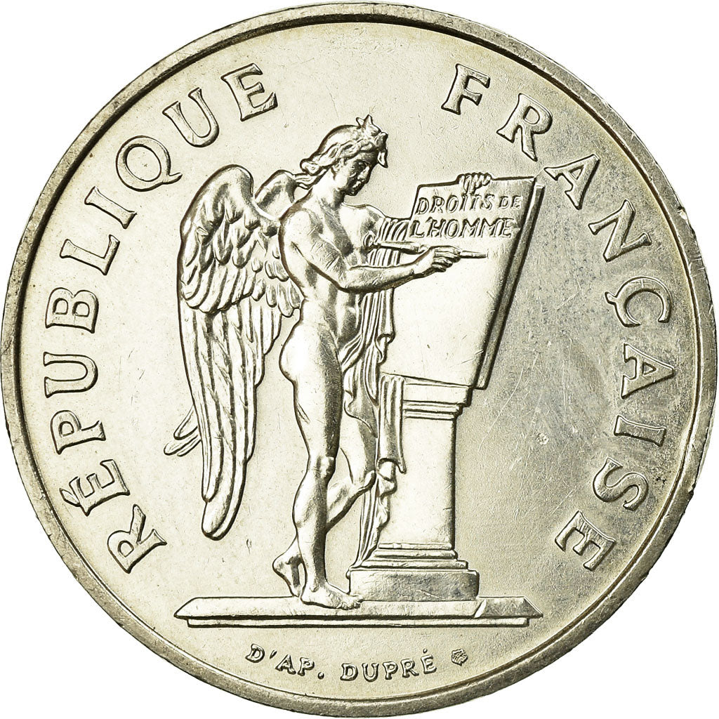 Moneta, Francja, Droits de l'Homme, 100 Francs, 1989, AU(55-58), Srebro, KM:970