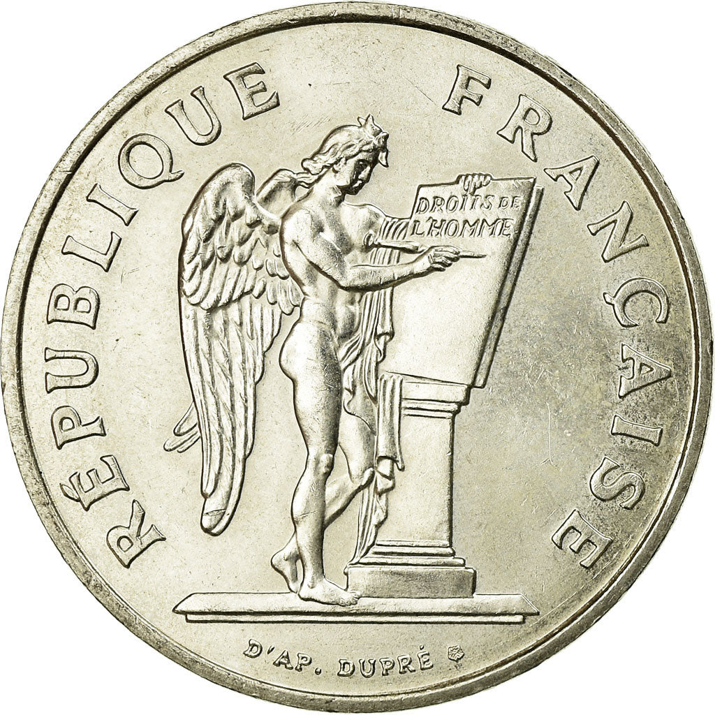 Munten, Frankrijk, Droits de l'Homme, 100 Francs, 1989, PR, Zilver, KM:970