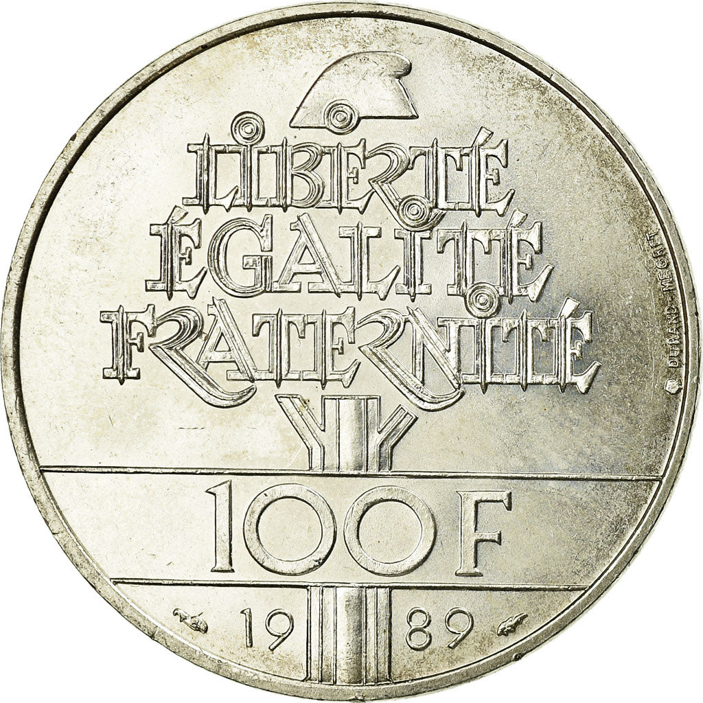 Munten, Frankrijk, Droits de l'Homme, 100 Francs, 1989, PR, Zilver, KM:970