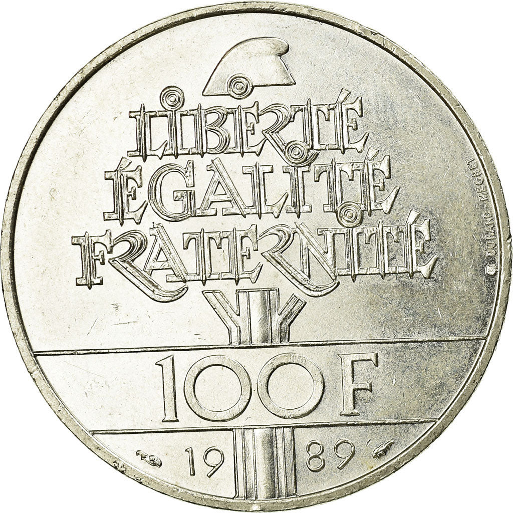 Coin, France, Droits de l'Homme, 100 Francs, 1989, AU(55-58), Silver, KM:970