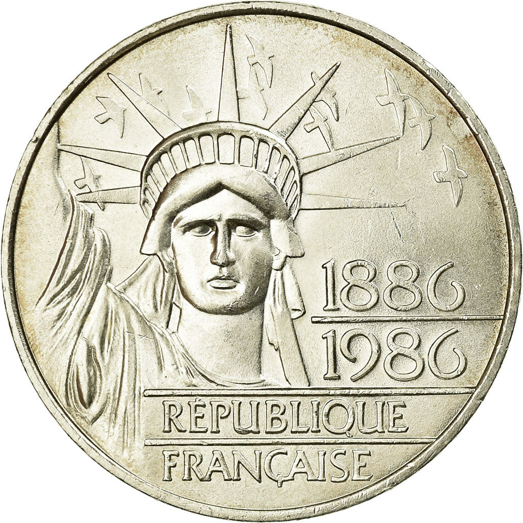 Coin, France, Statue de la Liberté, 100 Francs, 1986, MS(60-62), Silver