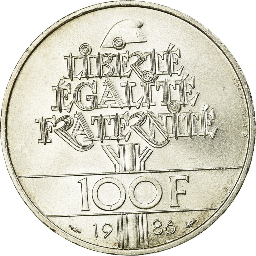 Coin, France, Statue de la Liberté, 100 Francs, 1986, MS(60-62), Silver