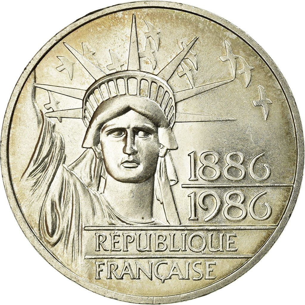 Coin, France, Statue de la Liberté, 100 Francs, 1986, MS(60-62), Silver