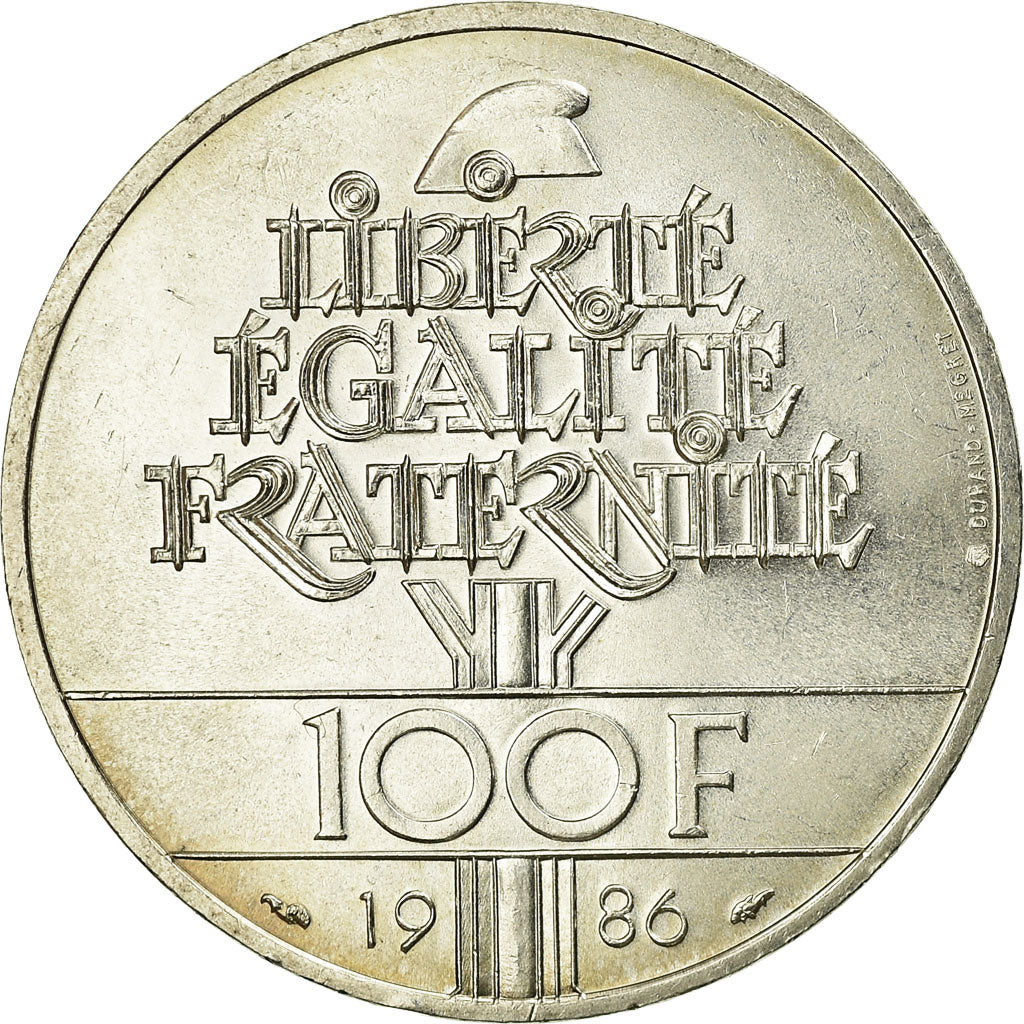 Coin, France, Statue de la Liberté, 100 Francs, 1986, MS(60-62), Silver