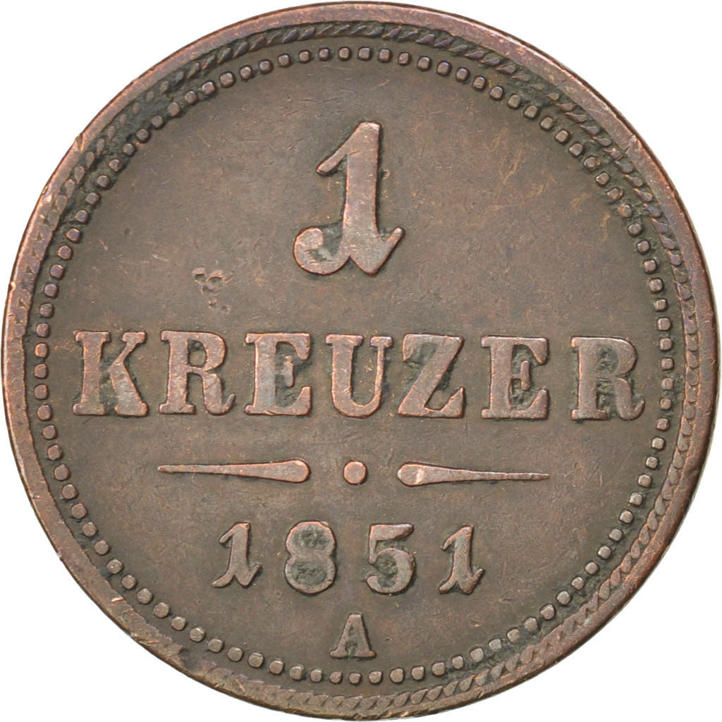 Coin, Austria, Franz Joseph I, Kreuzer, 1851, Vienne, EF(40-45), Copper, KM:2185
