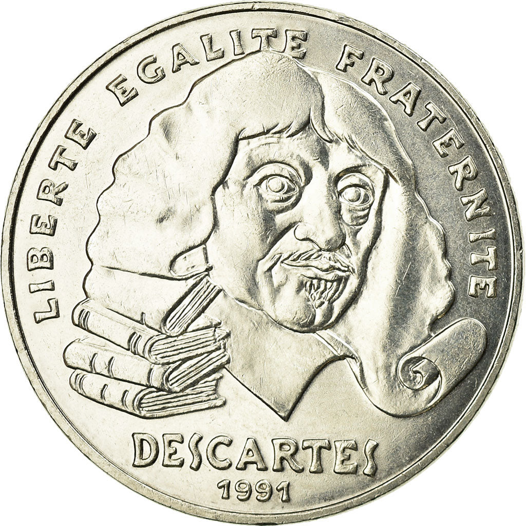 Coin, France, Descartes, 100 Francs, 1991, MS(63), Silver, KM:996