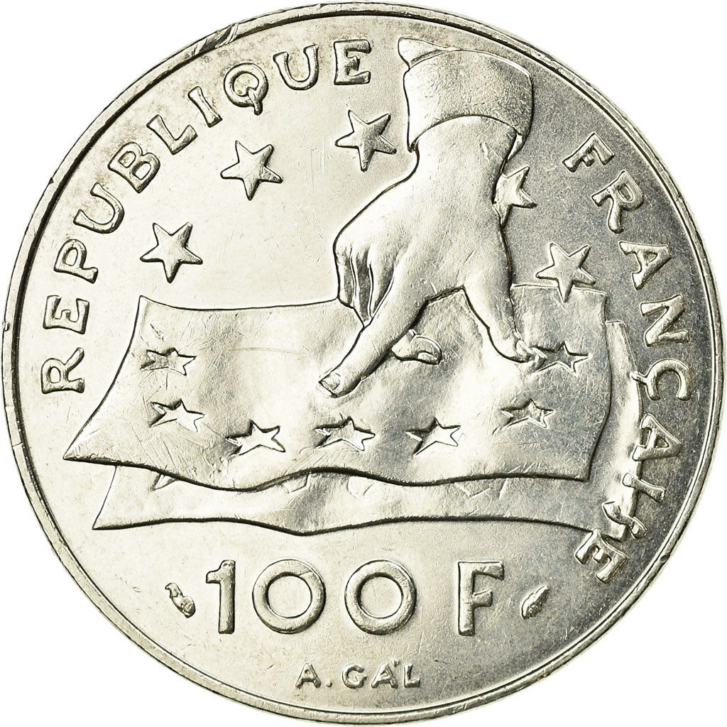 Coin, France, Descartes, 100 Francs, 1991, MS(63), Silver, KM:996