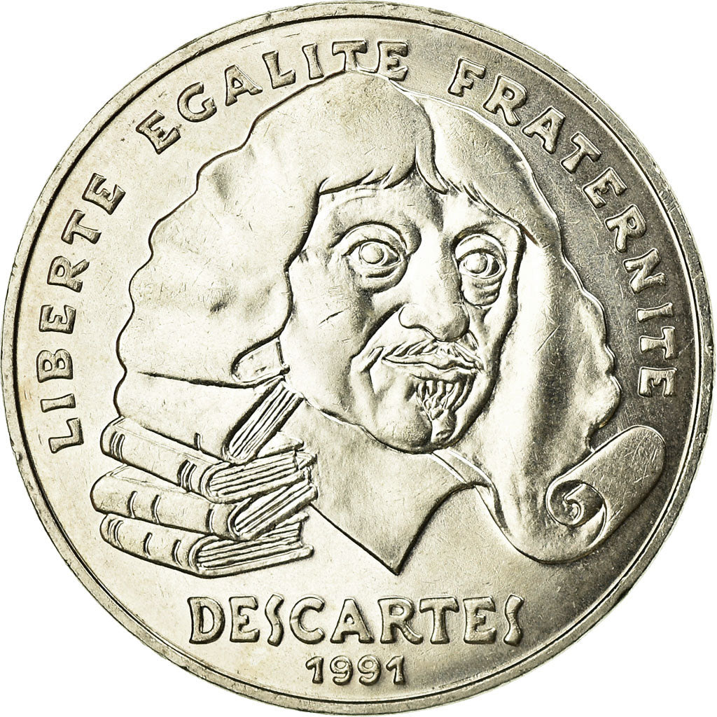 Coin, France, Descartes, 100 Francs, 1991, MS(63), Silver, KM:996