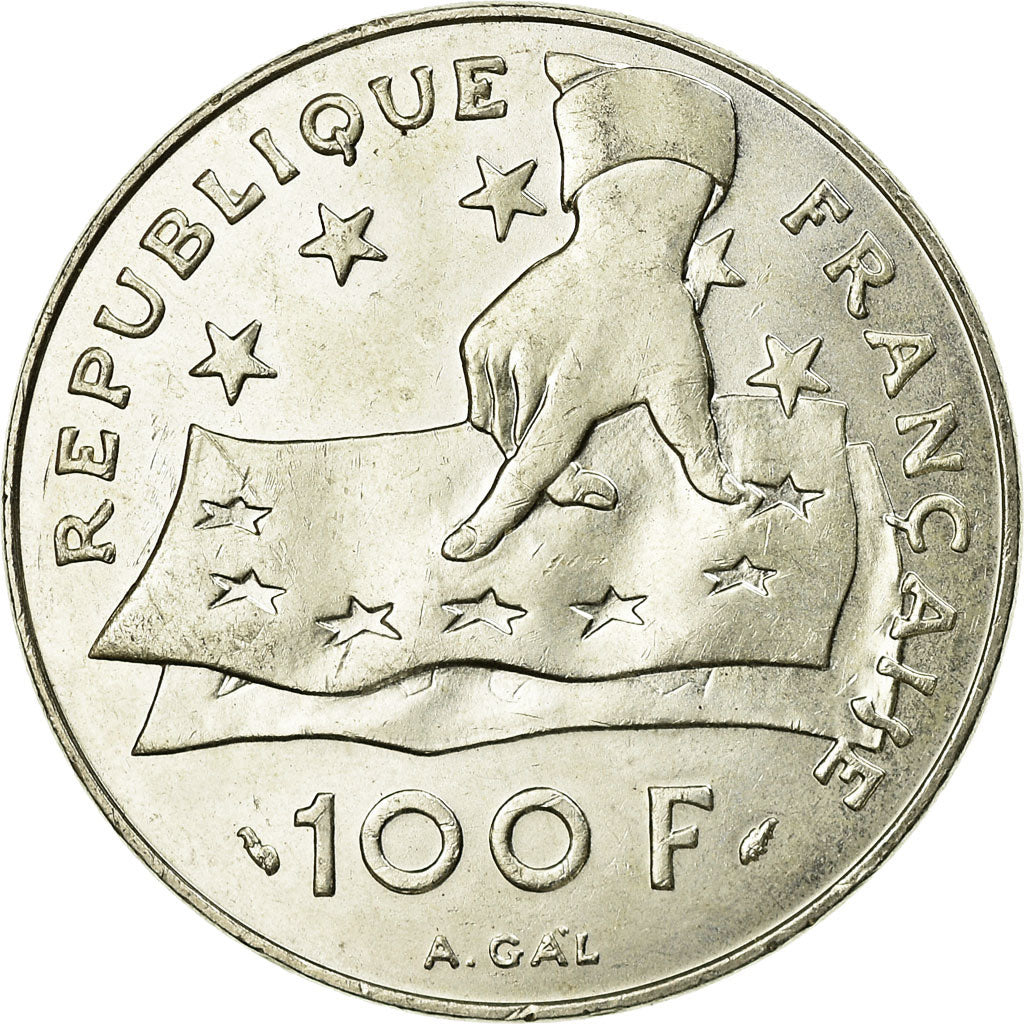 Moneta, Francia, Descartes, 100 Francs, 1991, SPL-, Argento, KM:996