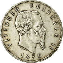 Coin, Italy, Vittorio Emanuele II, 5 Lire, 1875, Milan, VF(30-35), Silver