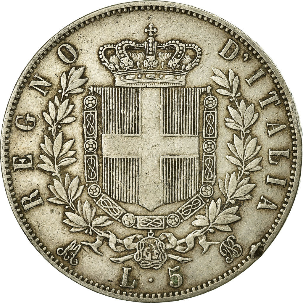 Coin, Italy, Vittorio Emanuele II, 5 Lire, 1875, Milan, VF(30-35), Silver