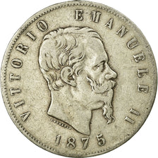 Coin, Italy, Vittorio Emanuele II, 5 Lire, 1875, Milan, VF(20-25), Silver