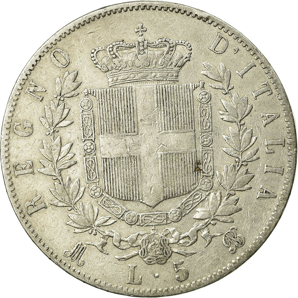 Moneta, Italia, Vittorio Emanuele II, 5 Lire, 1869, Milan, MB+, Argento, KM:8.3