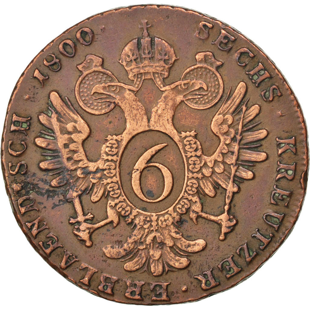 AUSTRIA, 6 Kreuzer, 1800, Schmollnitz, KM #2128, EF(40-45), Copper, 12.32