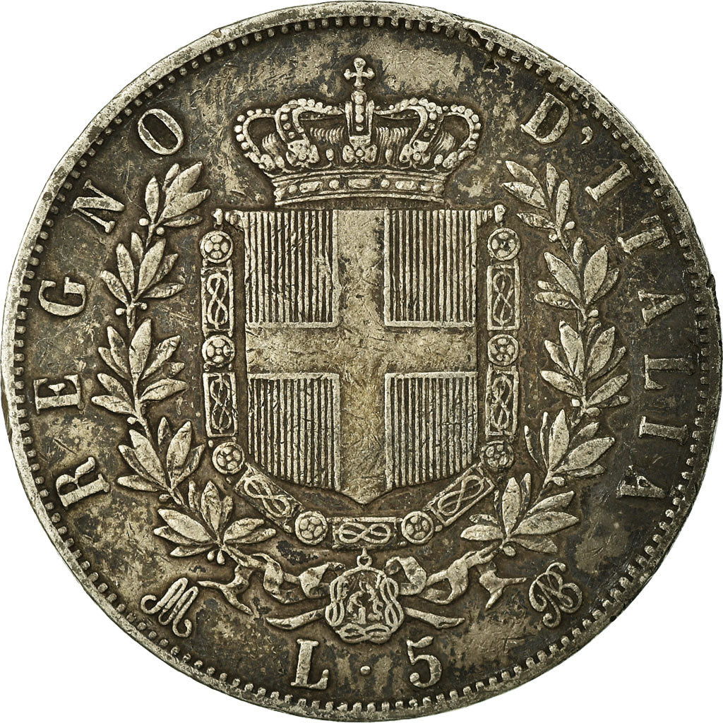 Moneta, Italia, Vittorio Emanuele II, 5 Lire, 1869, Milan, MB+, Argento, KM:8.3