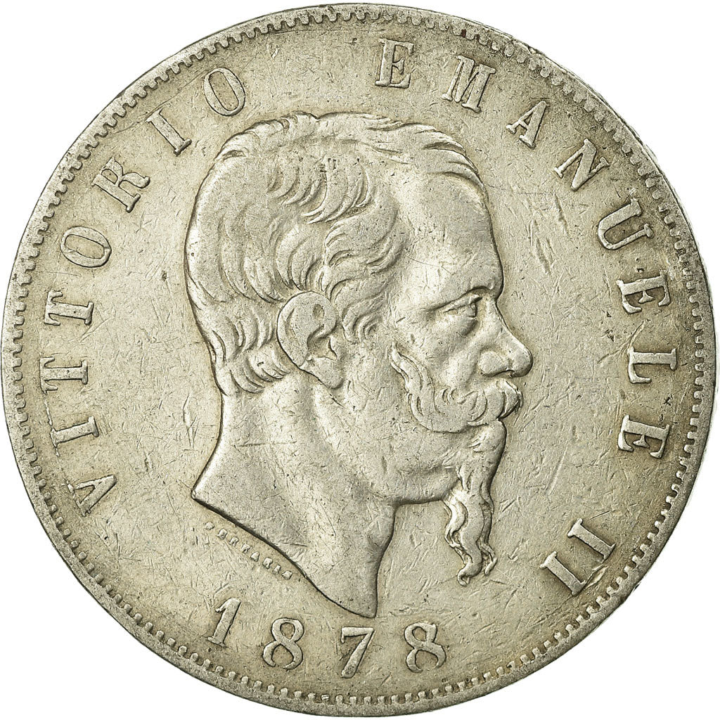 Coin, Italy, Vittorio Emanuele II, 5 Lire, 1878, Rome, VF(30-35), Silver, KM:8.4
