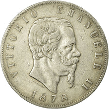 Coin, Italy, Vittorio Emanuele II, 5 Lire, 1878, Rome, VF(30-35), Silver, KM:8.4