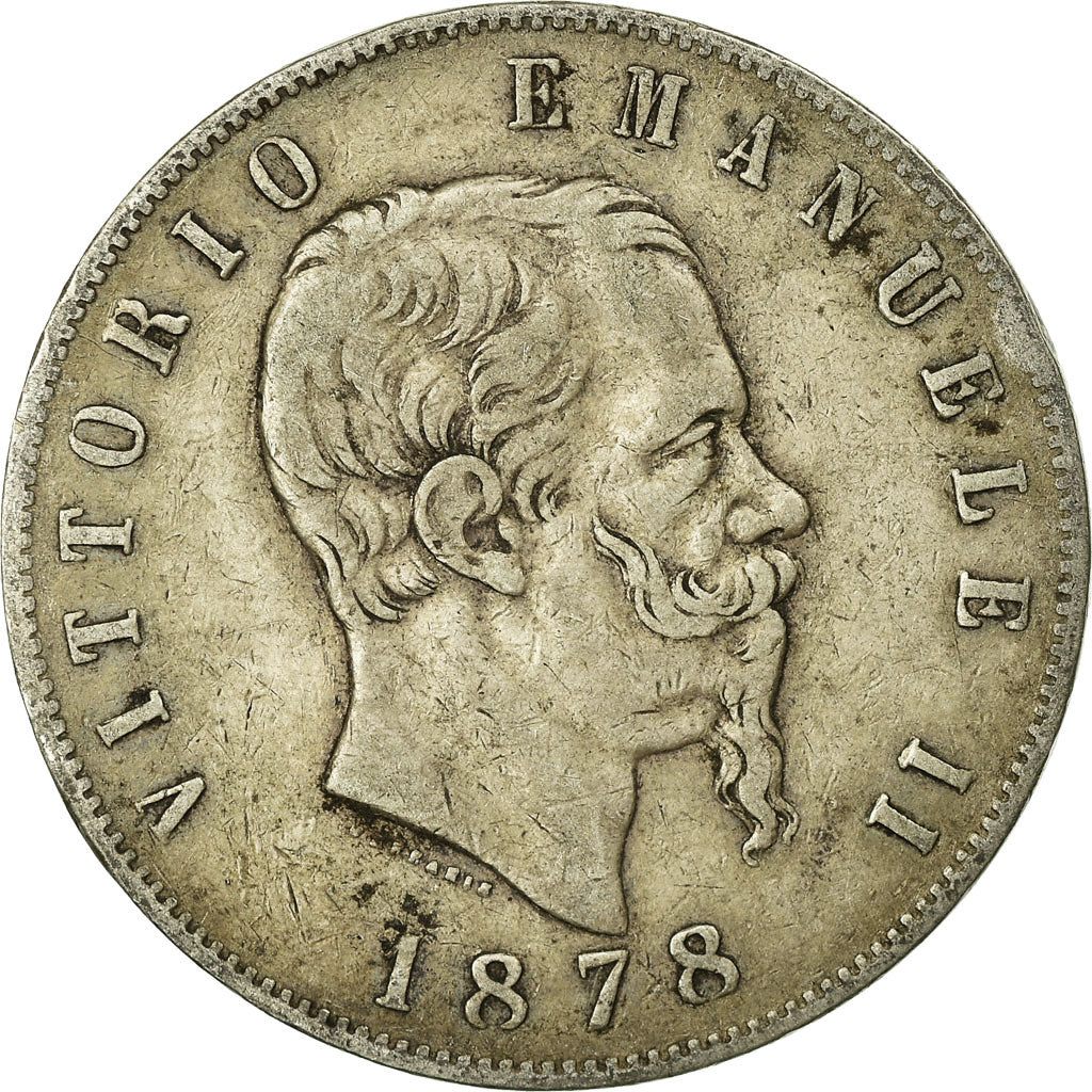 Coin, Italy, Vittorio Emanuele II, 5 Lire, 1878, Rome, VF(20-25), Silver, KM:8.4