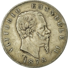 Coin, Italy, Vittorio Emanuele II, 5 Lire, 1878, Rome, VF(20-25), Silver, KM:8.4