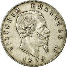 Coin, Italy, Vittorio Emanuele II, 5 Lire, 1878, Rome, VF(20-25), Silver, KM:8.4