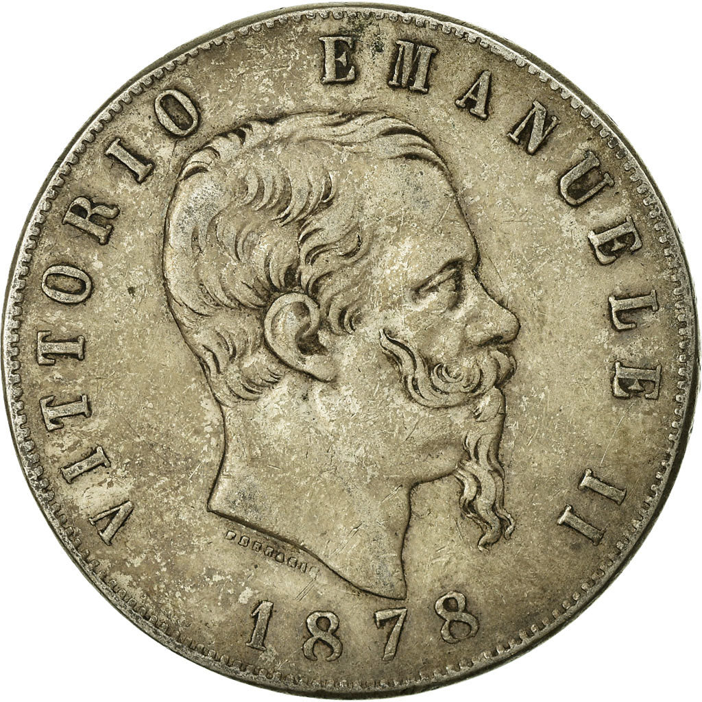 Coin, Italy, Vittorio Emanuele II, 5 Lire, 1878, Rome, VF(20-25), Silver, KM:8.4