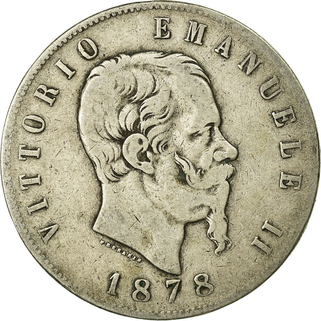 Coin, Italy, Vittorio Emanuele II, 5 Lire, 1878, Rome, VF(20-25), Silver, KM:8.4