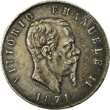 Coin, Italy, Vittorio Emanuele II, 5 Lire, 1871, Milan, VF(30-35), Silver