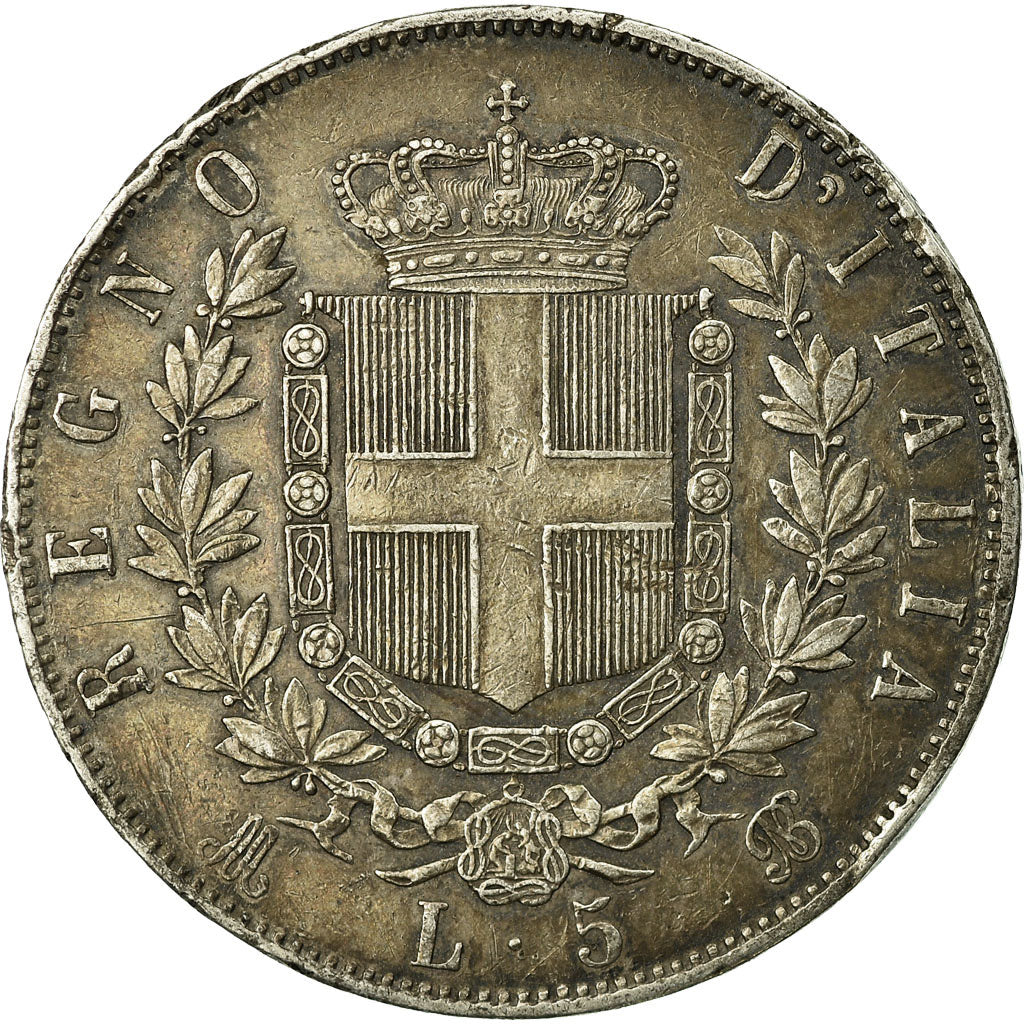 Coin, Italy, Vittorio Emanuele II, 5 Lire, 1871, Milan, VF(30-35), Silver