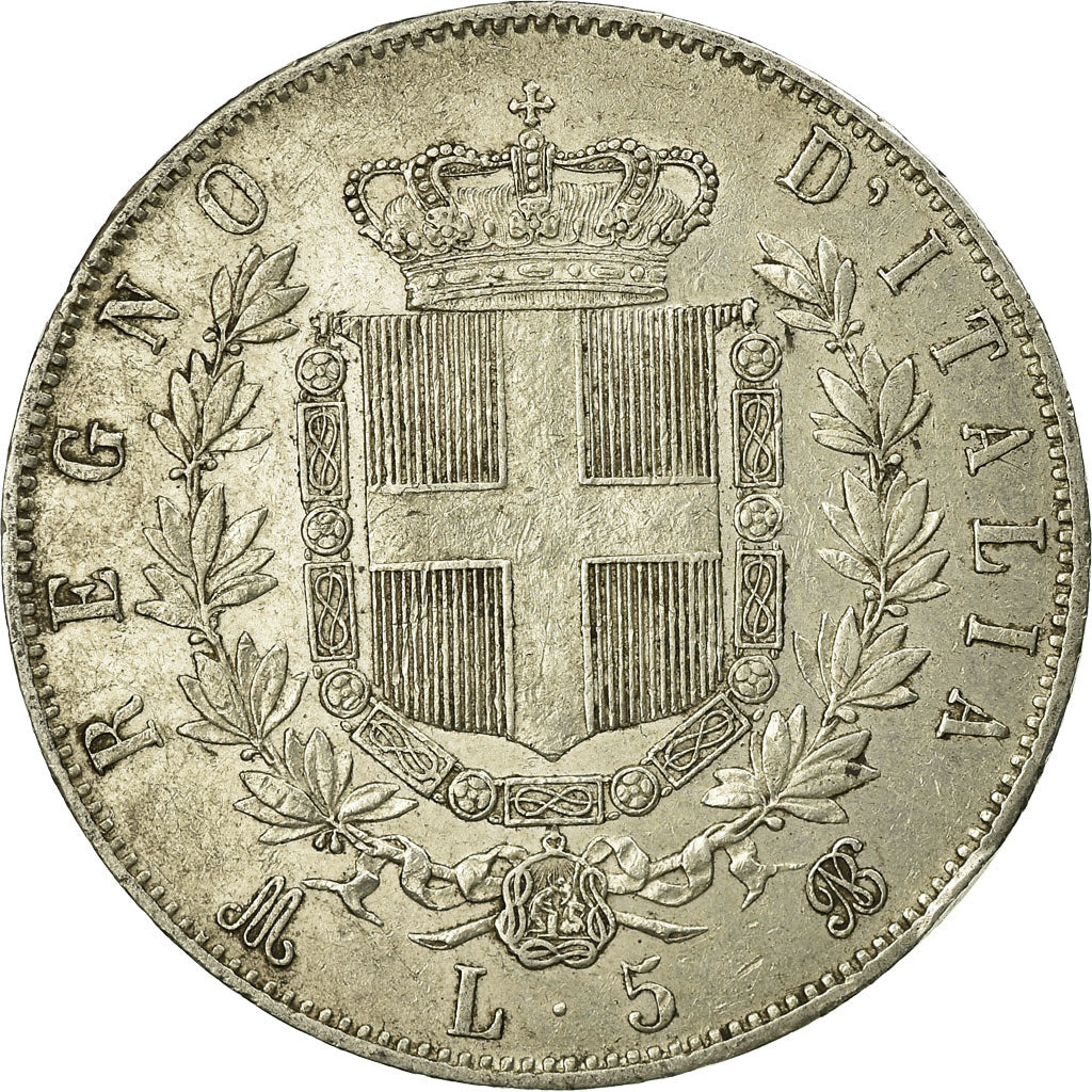 Coin, Italy, Vittorio Emanuele II, 5 Lire, 1871, Milan, VF(30-35), Silver