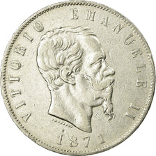Münze, Italien, Vittorio Emanuele II, 5 Lire, 1871, Milan, S+, Silber, KM:8.3