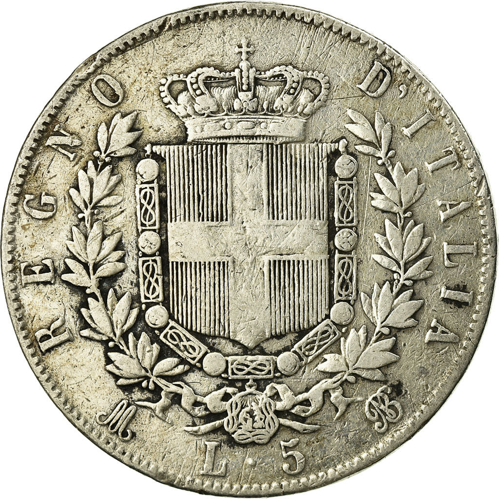 Münze, Italien, Vittorio Emanuele II, 5 Lire, 1871, Milan, S+, Silber, KM:8.3