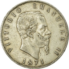 Moneta, Italia, Vittorio Emanuele II, 5 Lire, 1871, Milan, MB+, Argento, KM:8.3