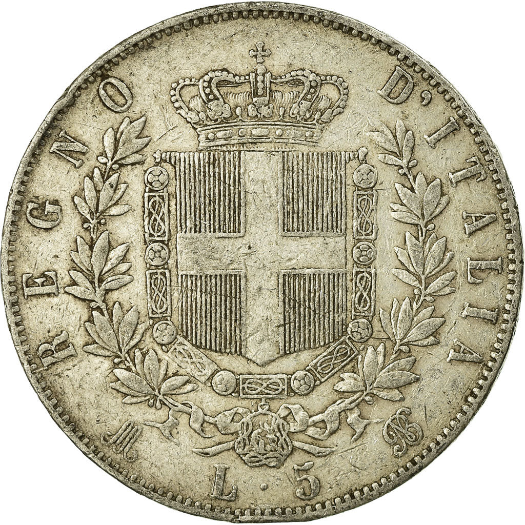 Moneta, Italia, Vittorio Emanuele II, 5 Lire, 1871, Milan, MB+, Argento, KM:8.3