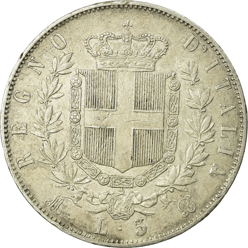 Münze, Italien, Vittorio Emanuele II, 5 Lire, 1872, Milan, S+, Silber, KM:8.3