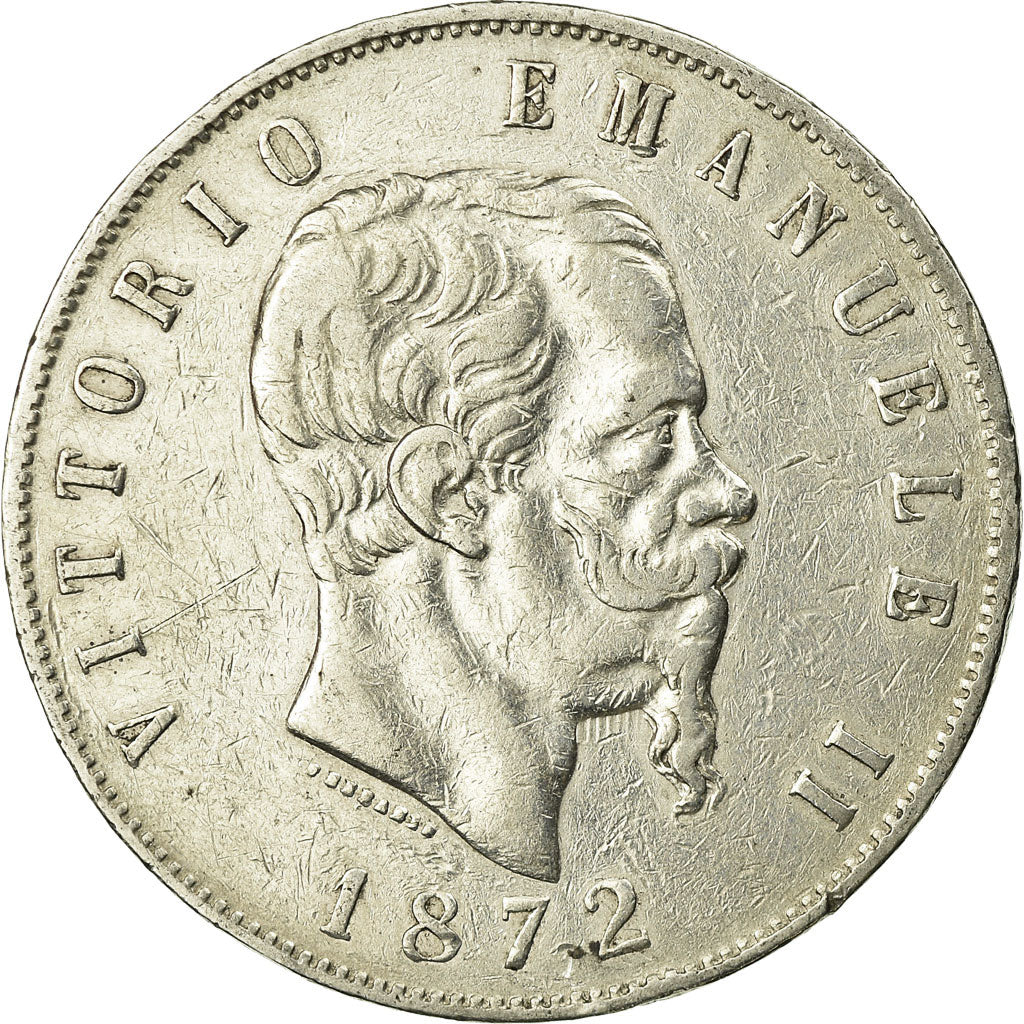 Coin, Italy, Vittorio Emanuele II, 5 Lire, 1872, Milan, VF(30-35), Silver