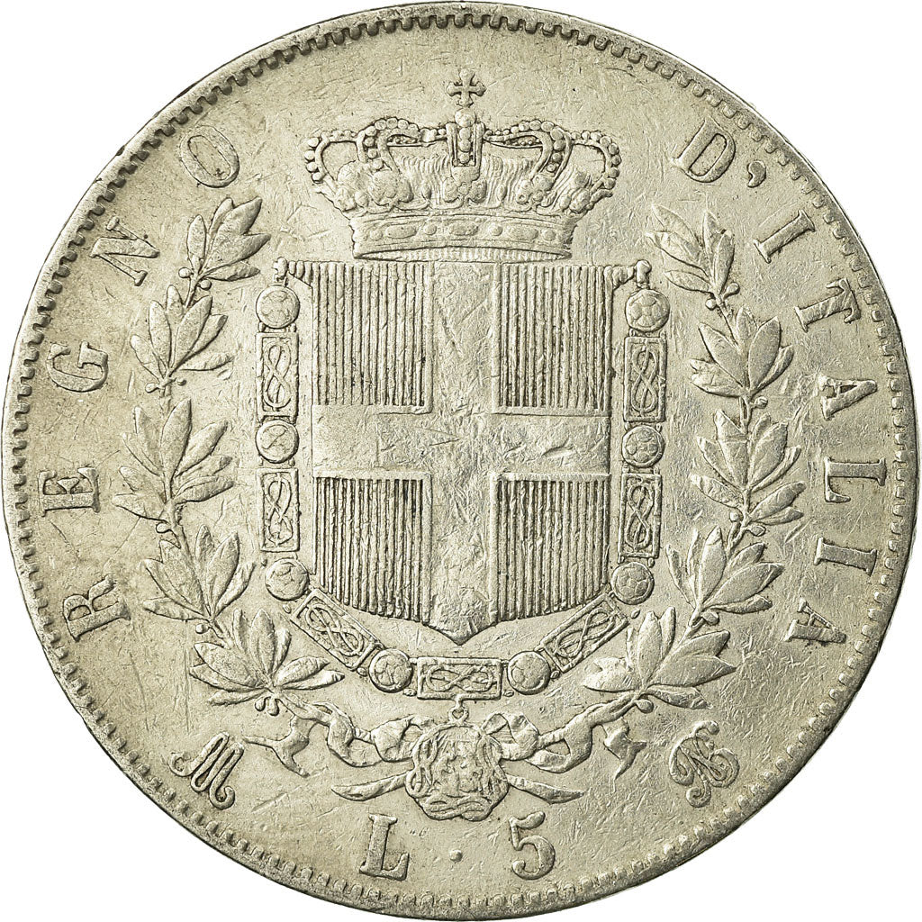 Coin, Italy, Vittorio Emanuele II, 5 Lire, 1872, Milan, VF(30-35), Silver