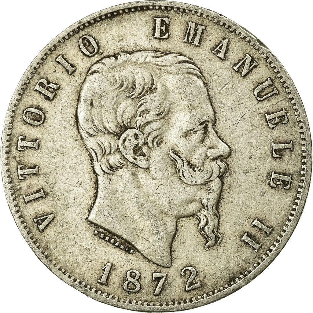 Monnaie, Italie, Vittorio Emanuele II, 5 Lire, 1872, Milan, TB, Argent, KM:8.3