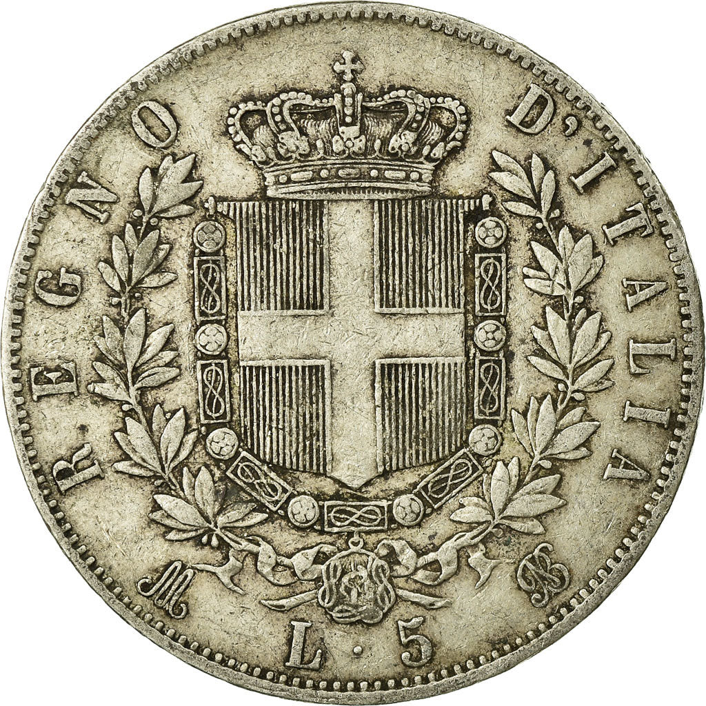Monnaie, Italie, Vittorio Emanuele II, 5 Lire, 1872, Milan, TB, Argent, KM:8.3