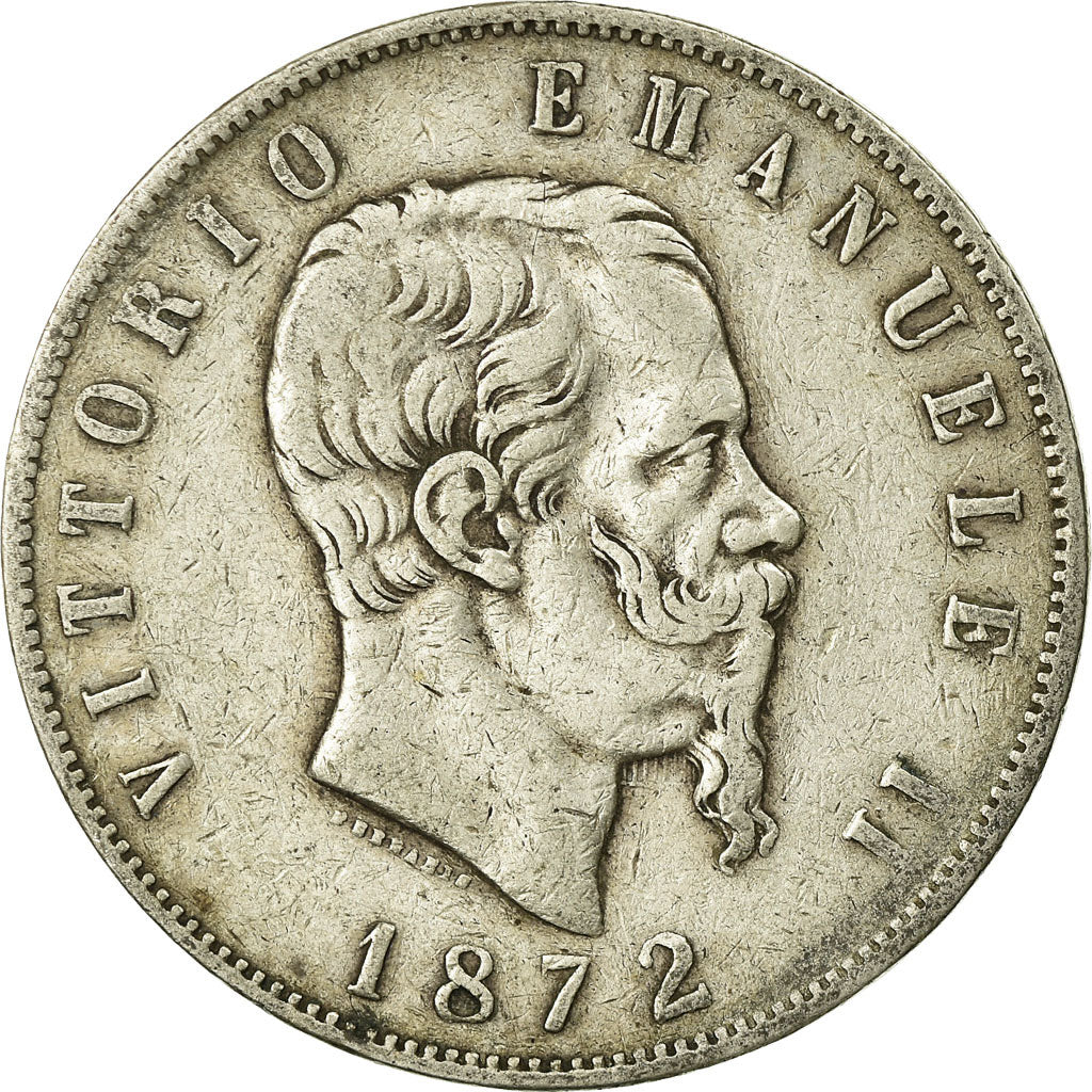 Monnaie, Italie, Vittorio Emanuele II, 5 Lire, 1872, Milan, TB, Argent, KM:8.3