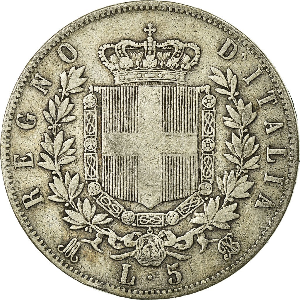Coin, Italy, Vittorio Emanuele II, 5 Lire, 1870, Milan, VF(20-25), Silver