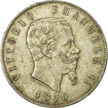 Moneta, Italia, Vittorio Emanuele II, 5 Lire, 1870, Milan, MB, Argento, KM:8.3