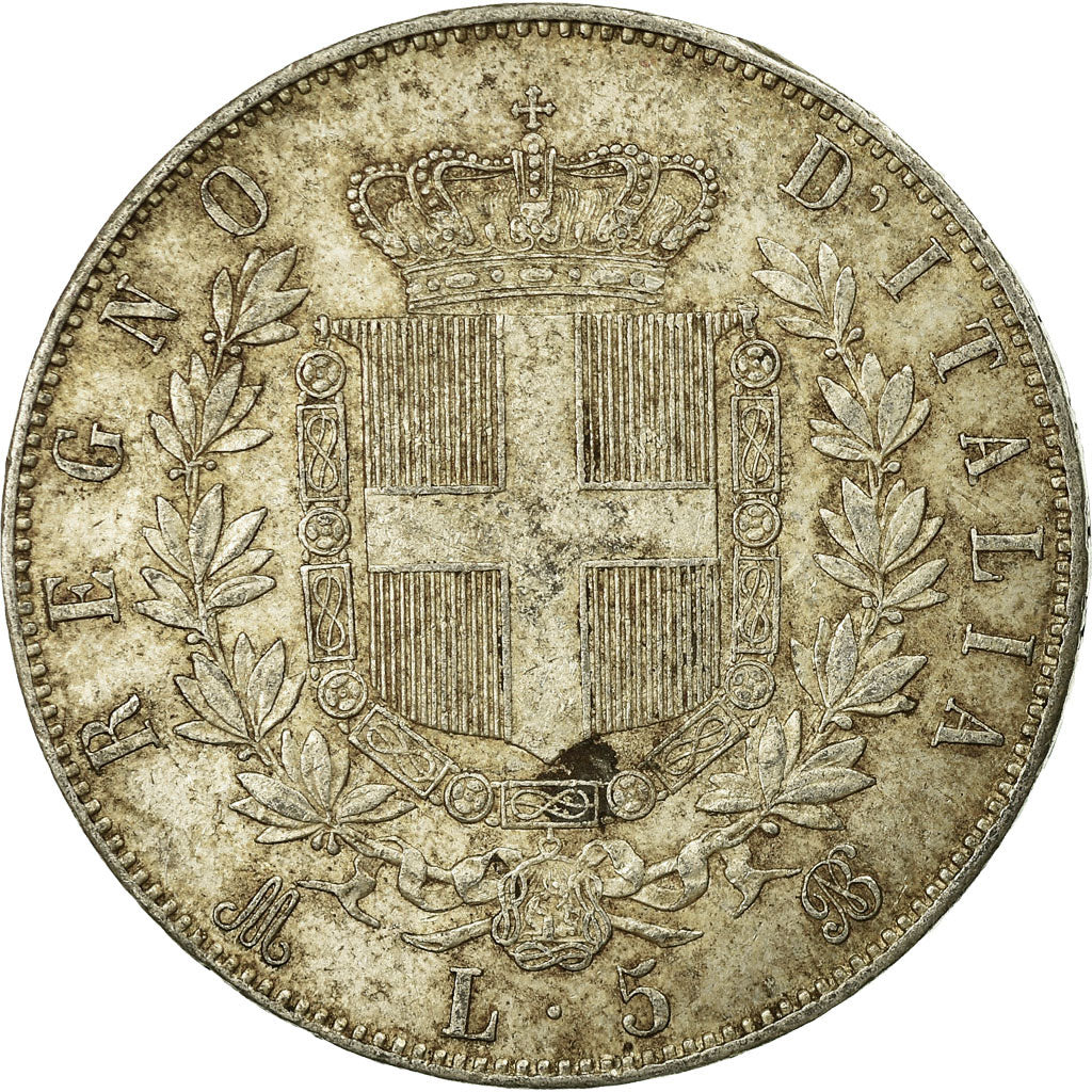 Moneta, Italia, Vittorio Emanuele II, 5 Lire, 1870, Milan, MB, Argento, KM:8.3