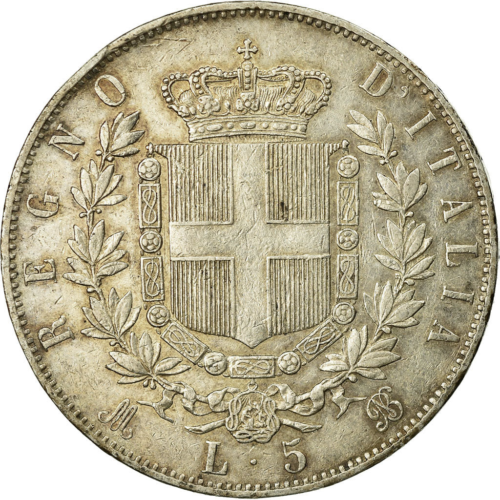 Coin, Italy, Vittorio Emanuele II, 5 Lire, 1870, Milan, VF(30-35), Silver