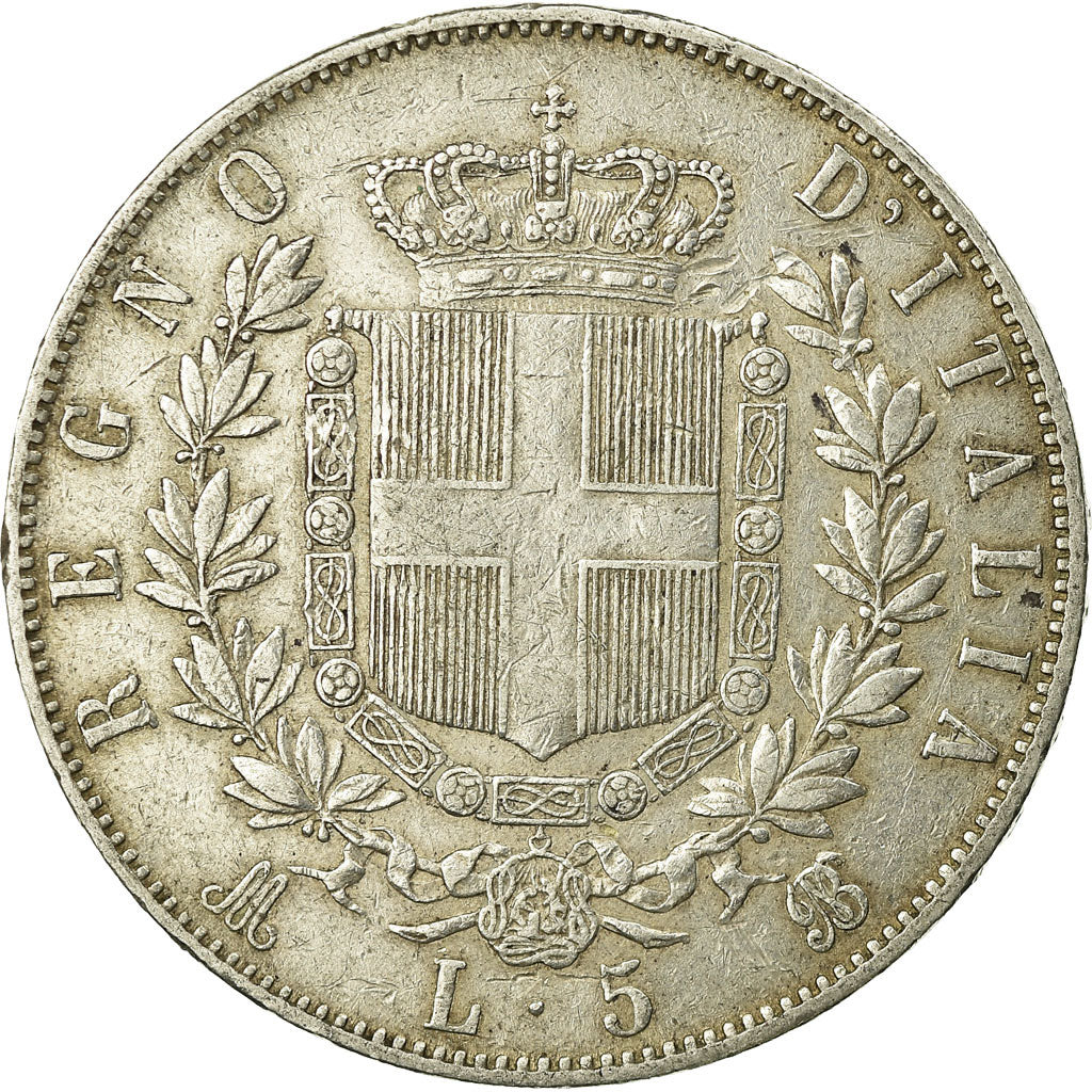 Coin, Italy, Vittorio Emanuele II, 5 Lire, 1870, Milan, VF(30-35), Silver